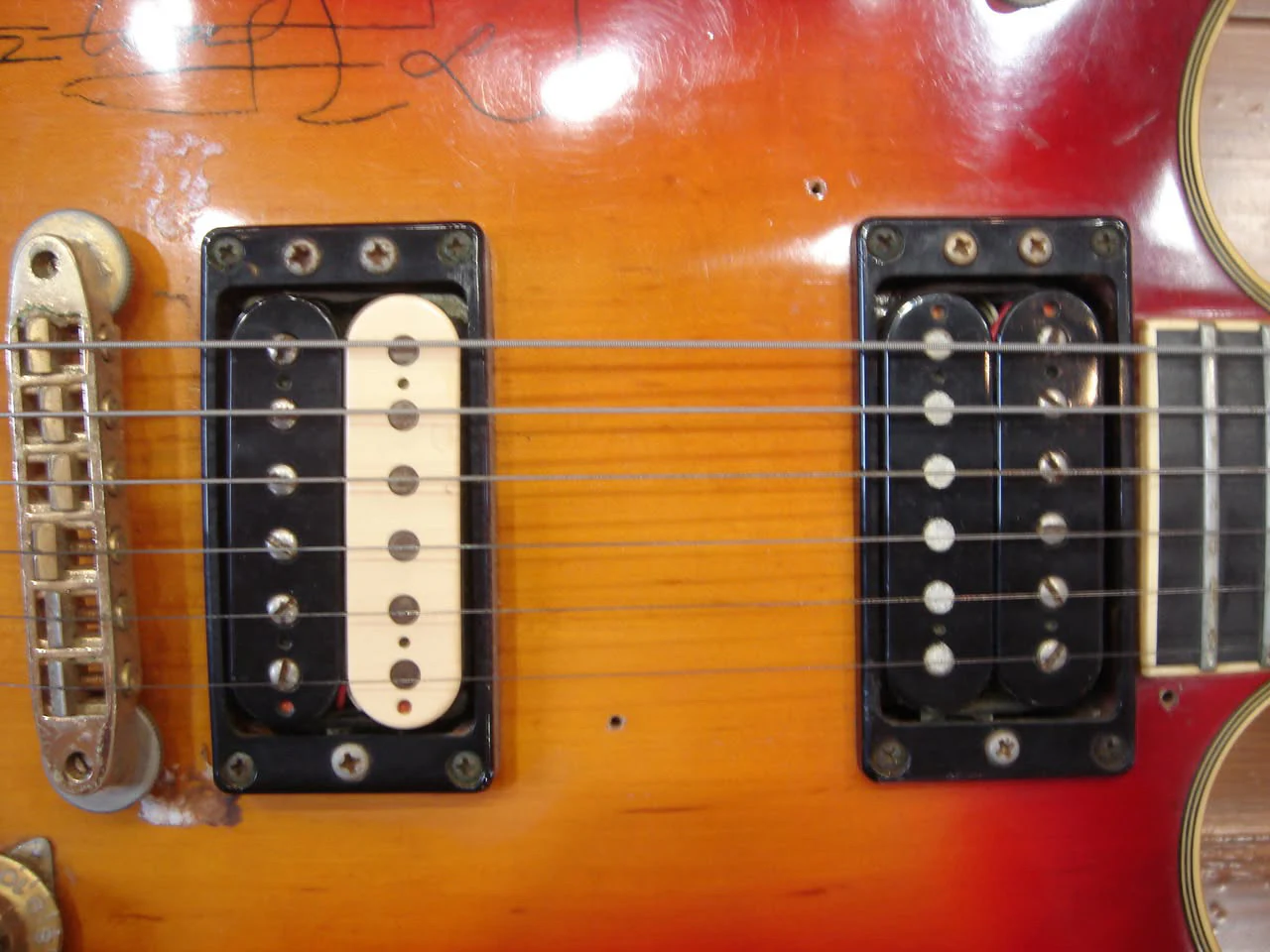 Pickups and guitar-synth mounting holes on the Yamaha SG1000